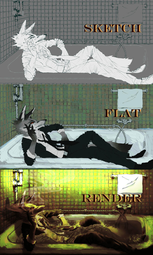 sketch vs flat vs render